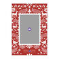 Red Nordic Pattern Personalized Christmas Photo Card Card Front indicating personalization image number 5