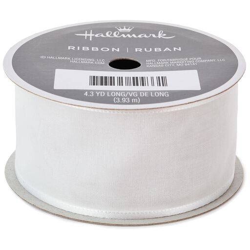 White 1.5" Satin-Edge Sheer Ribbon, 12.9', 