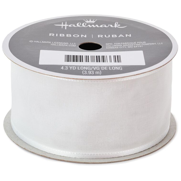 White 1.5" Satin-Edge Sheer Ribbon, 12.9'