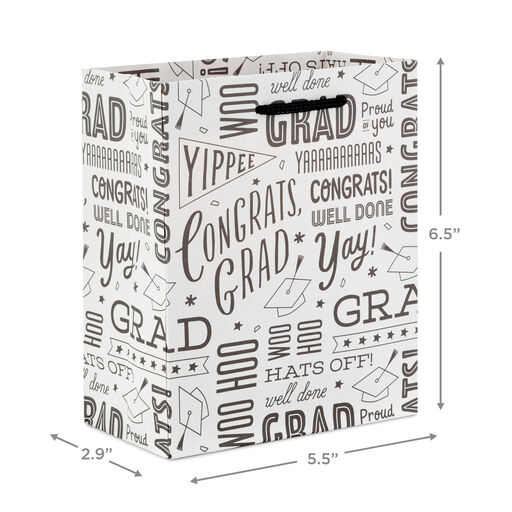 6.5" Cheers 8-Pack Small Graduation Gift Bags, 