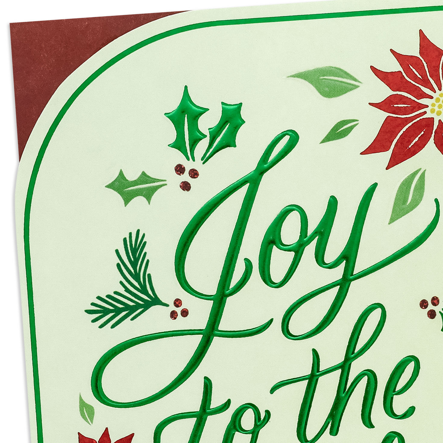 Poinsettia Joy to the World Christmas Card Card Front Detail image number 5