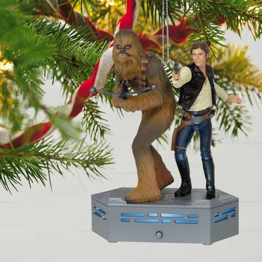 Star Wars: A New Hope™ Collection Han Solo™ and Chewbacca™ Ornament With Light and Sound, 