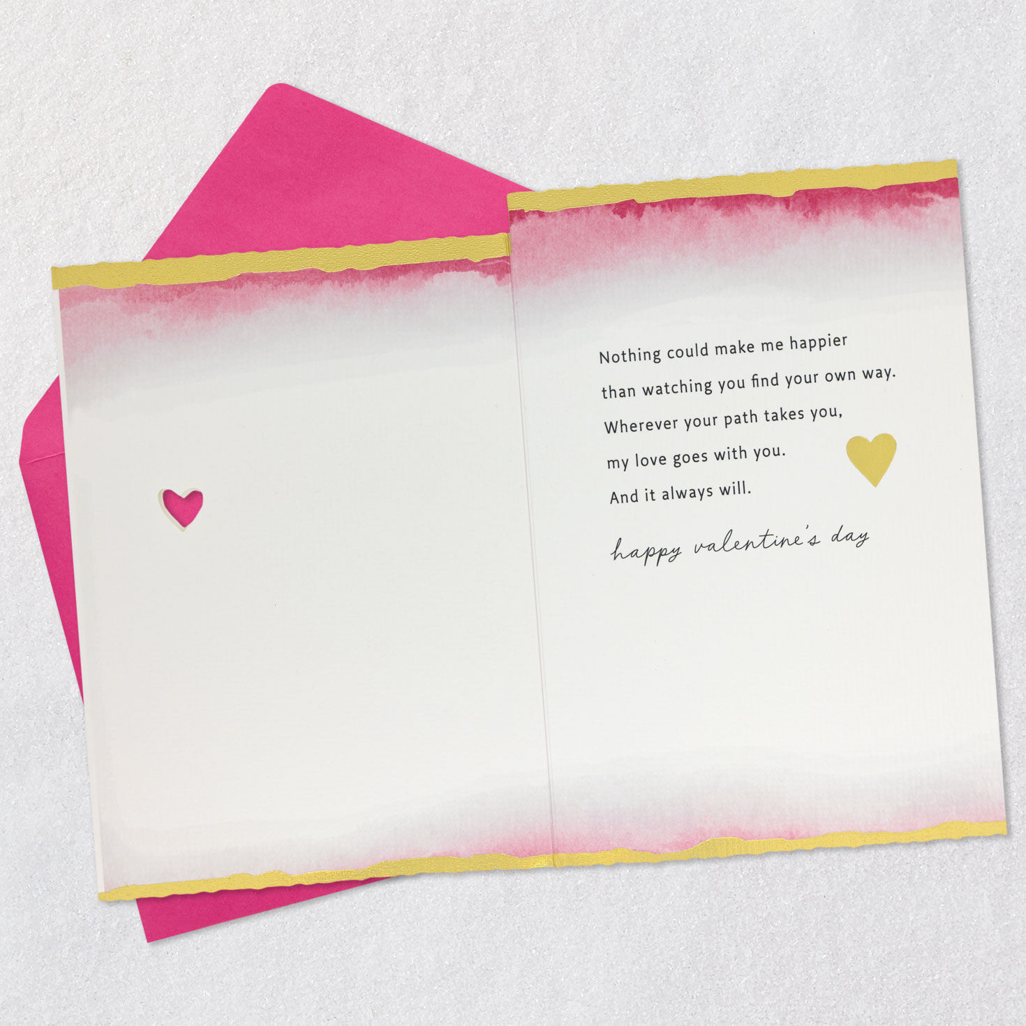 Pink Watercolor Hearts Daughter Valentine's Day Card Open card with envelope image number 3