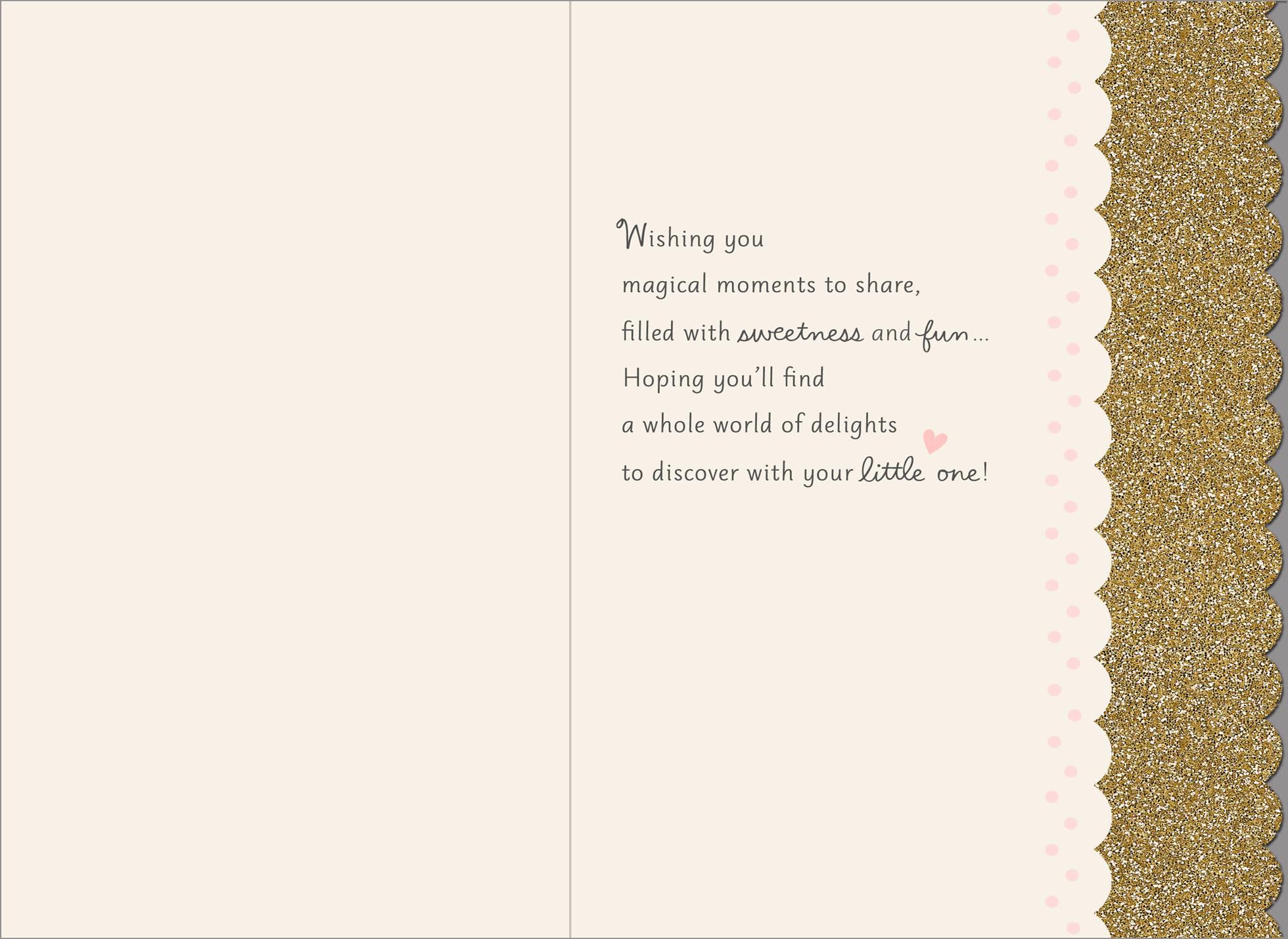 Minnie Mouse Gold and Pink New Baby Girl Card