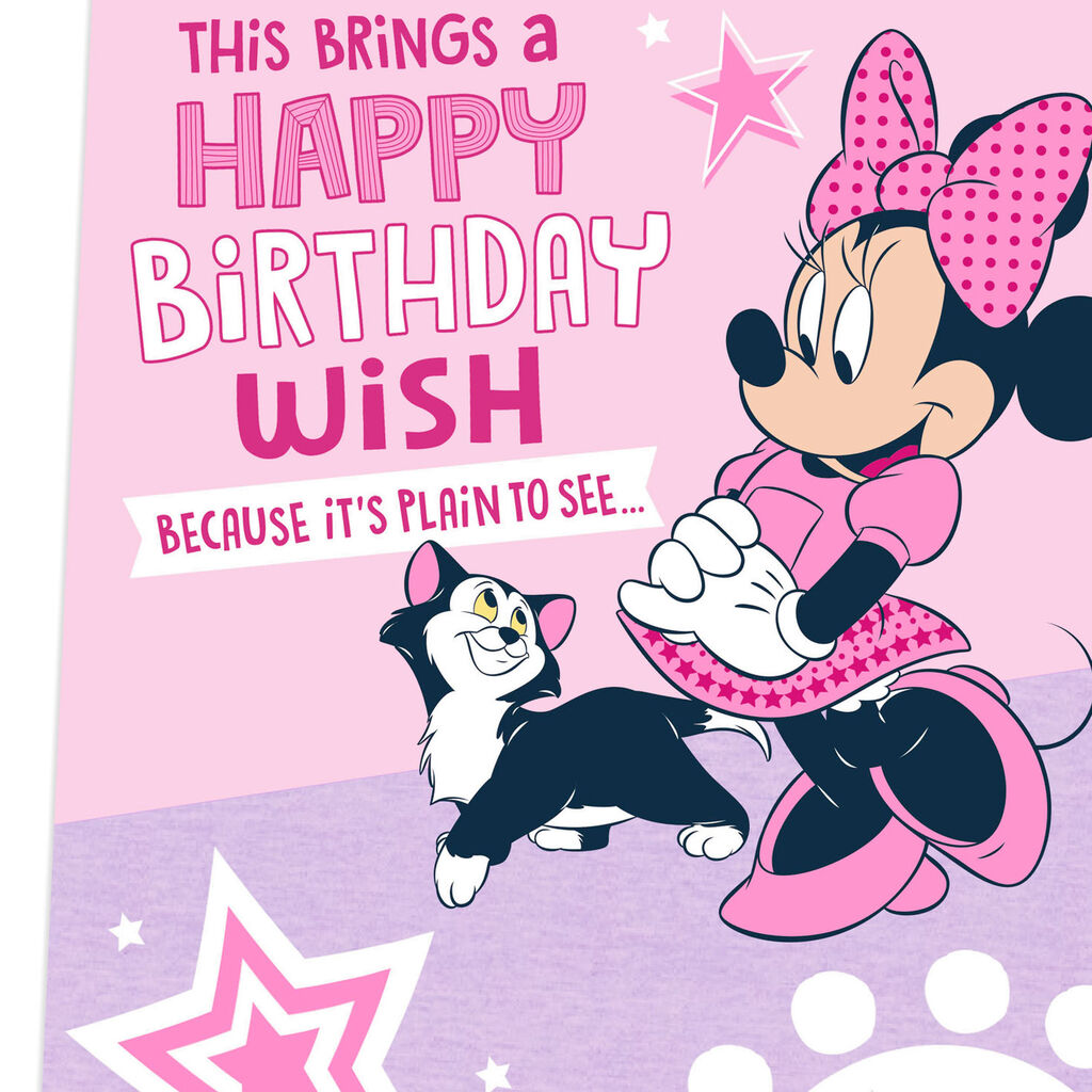 Minnie Mouse And Kitty Musical Birthday Card Greeting Cards