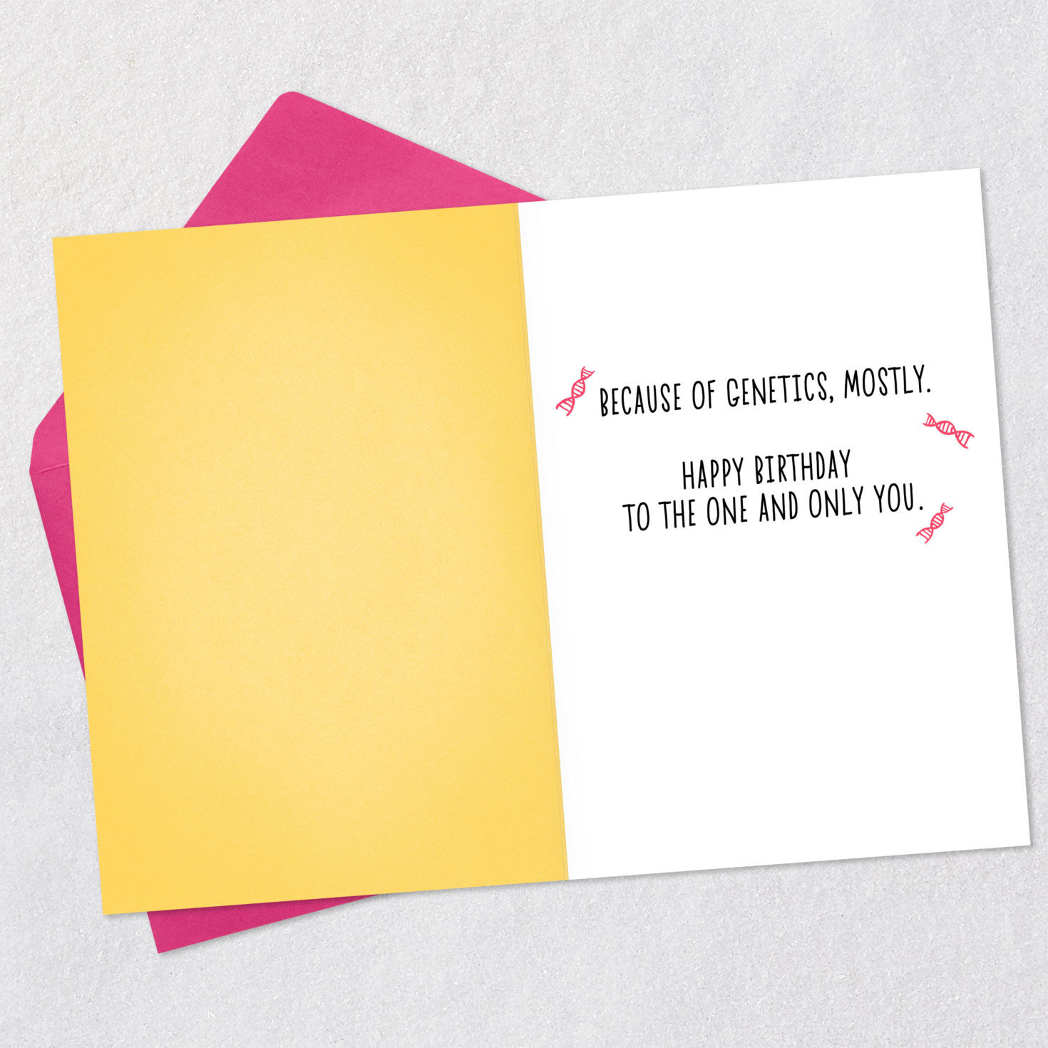 Genetic DNA Helix Funny Birthday Card Open card with envelope image number 3