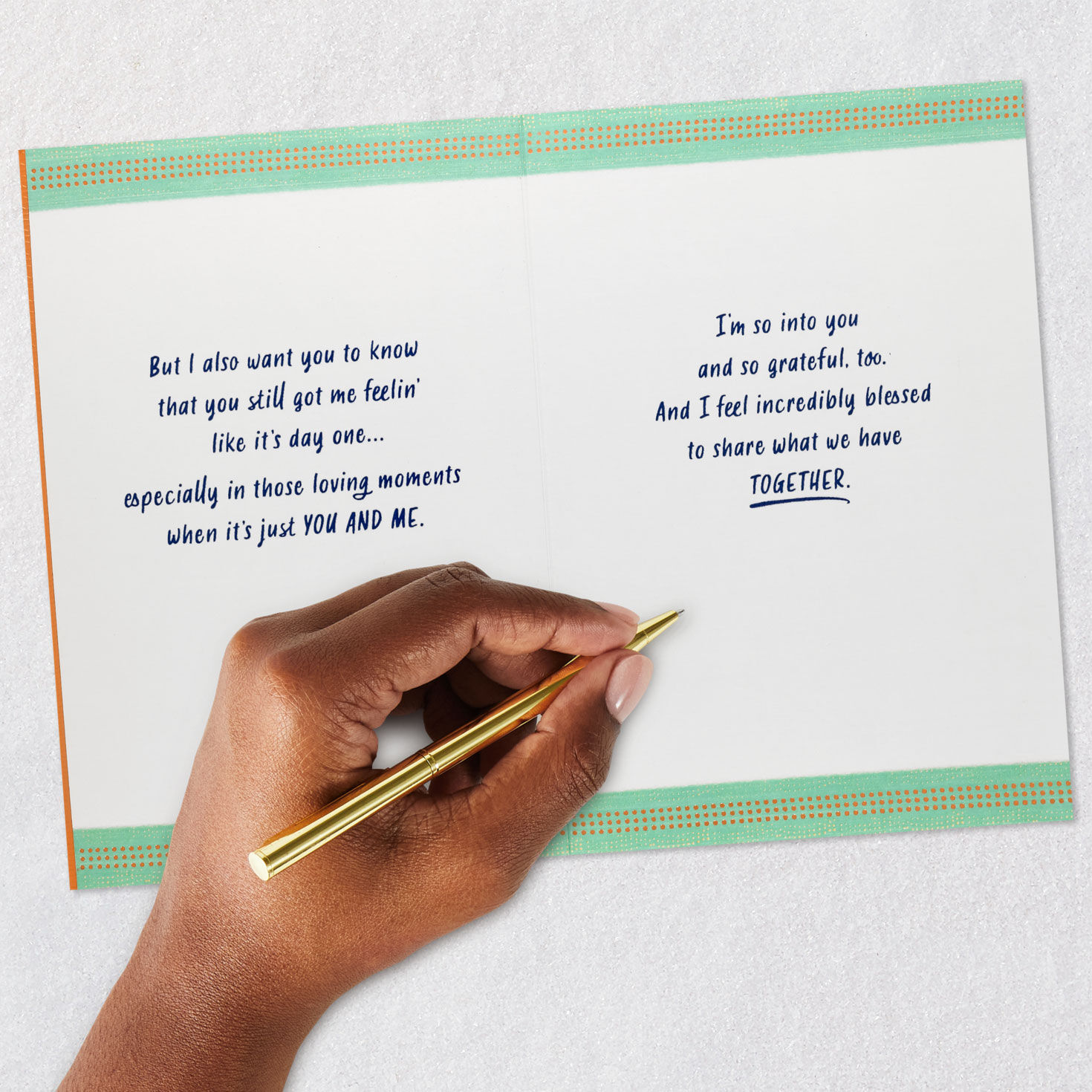 Black Couple in Park Romantic Father's Day Card signing card image number 7