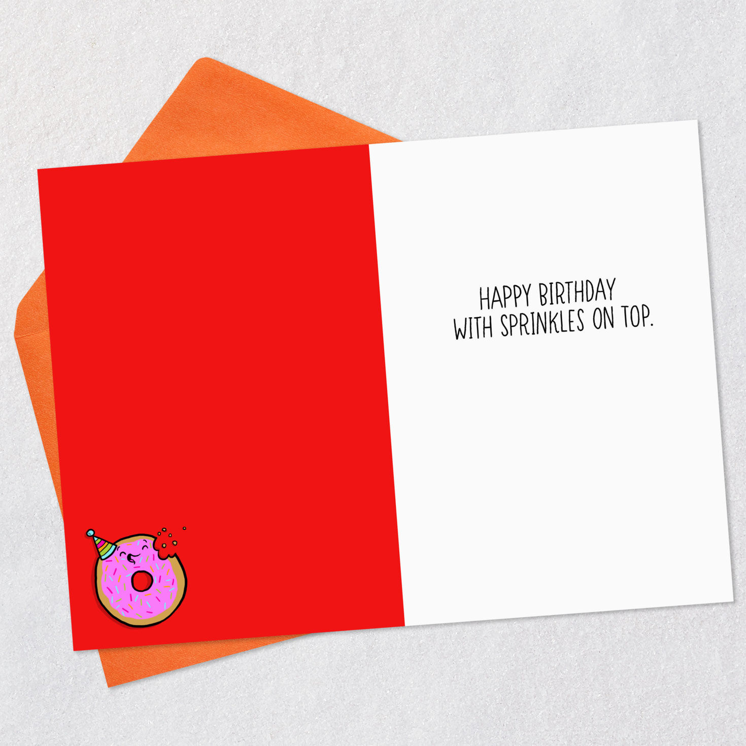 Rows of Sprinkled Donuts Birthday Card Open card with envelope image number 3