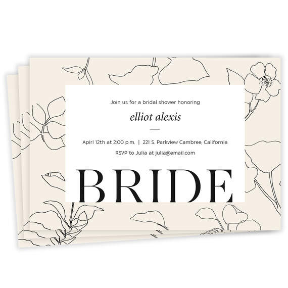Ink and Ivory Botanical Bridal Shower Invitation