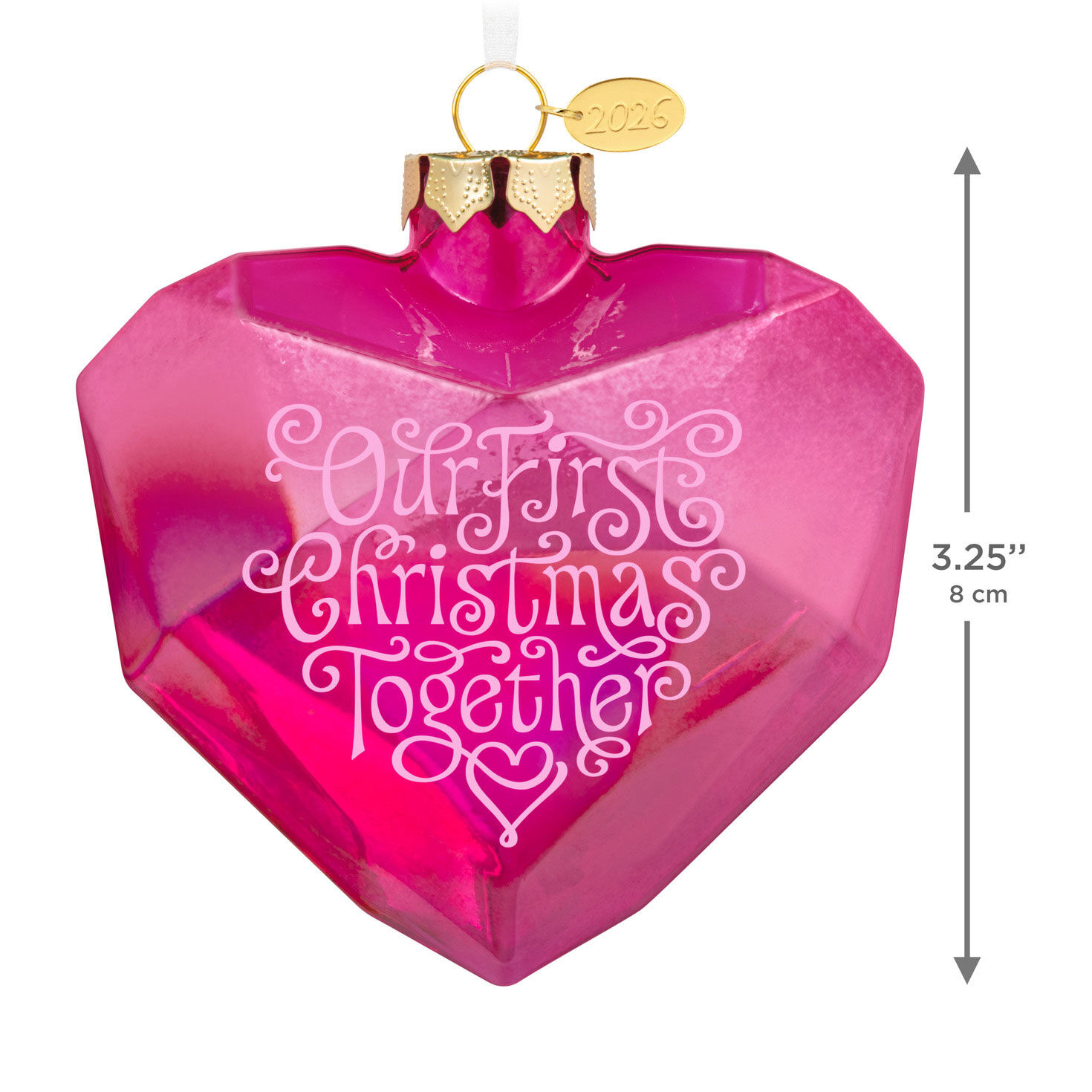 Pink Heart Our First Christmas Keepsake Ornament measurement image number 3