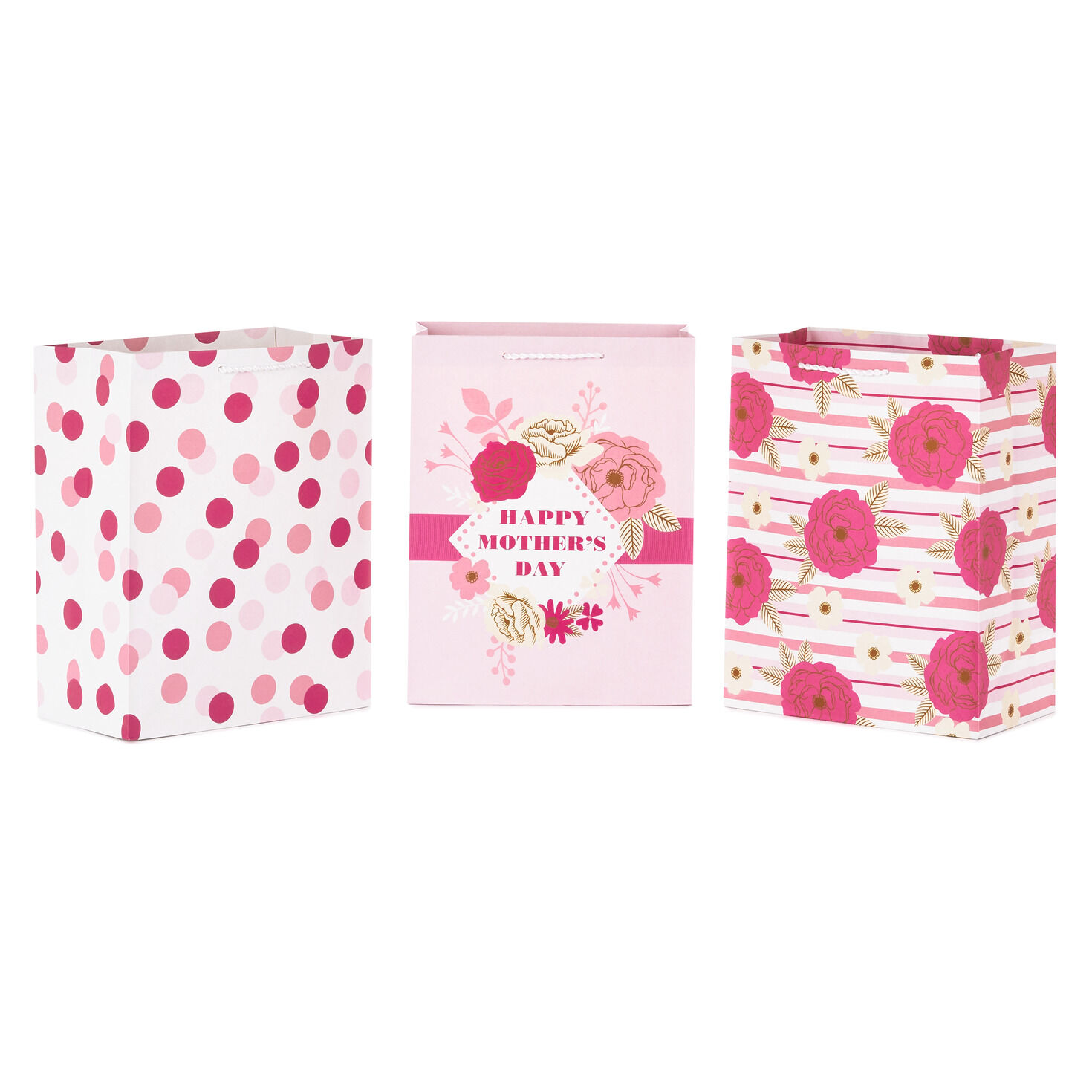 11.5" Assorted Pink and Pretty 3-Pack Large Mother's Day Gift Bags for only USD 7.99 | Hallmark