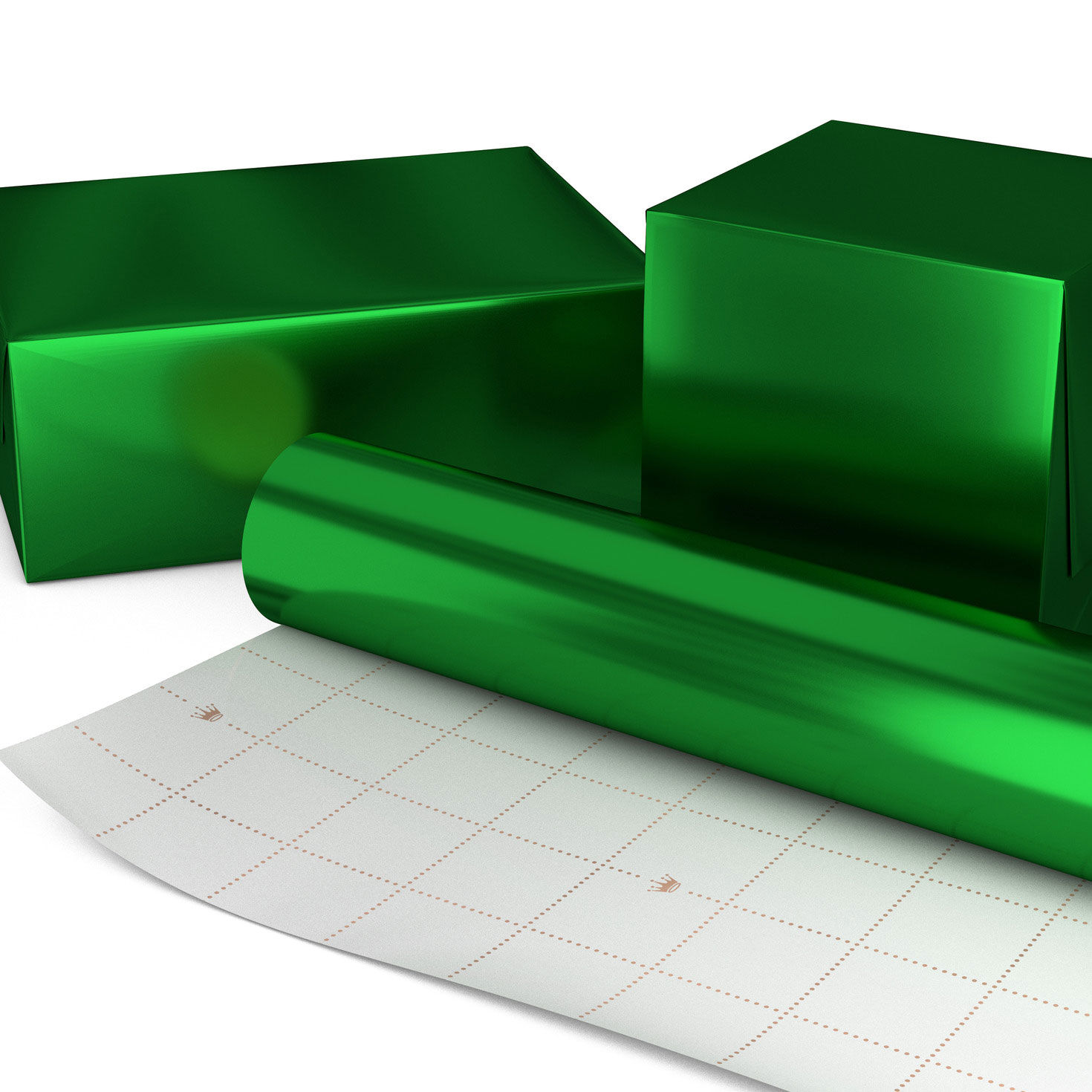 Green Foil Holiday Wrapping Paper Mini Roll Wrapped package image number 2