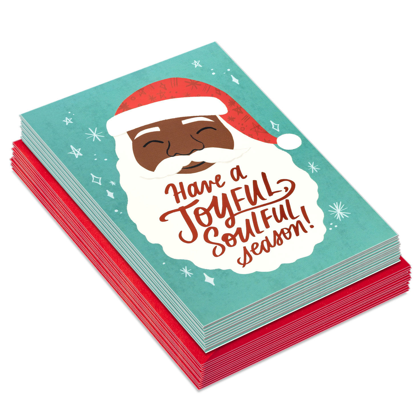 Black Santa With Beard Boxed Christmas Card Pack front stacked image number 2