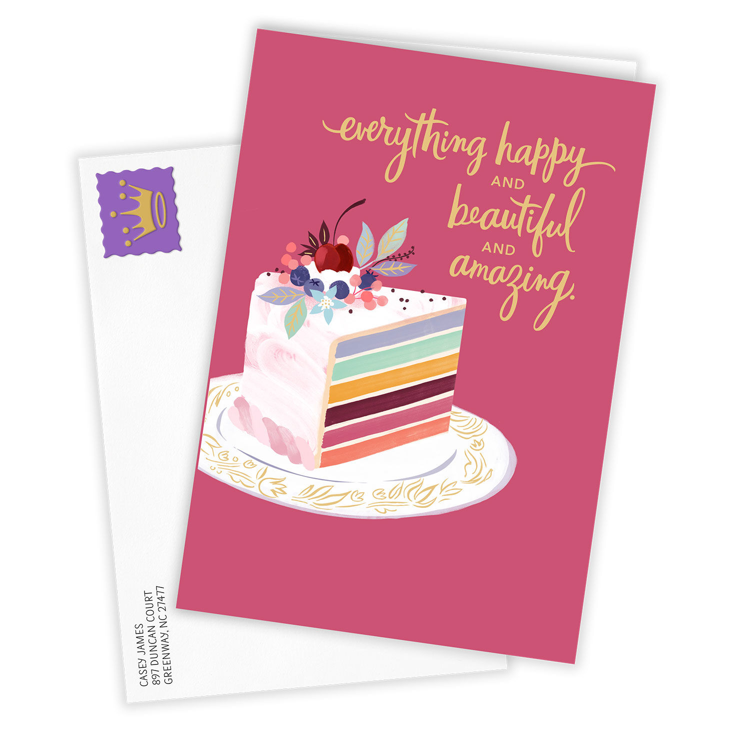 Fancy Layered Cake Custom Birthday Card, , large image number 2