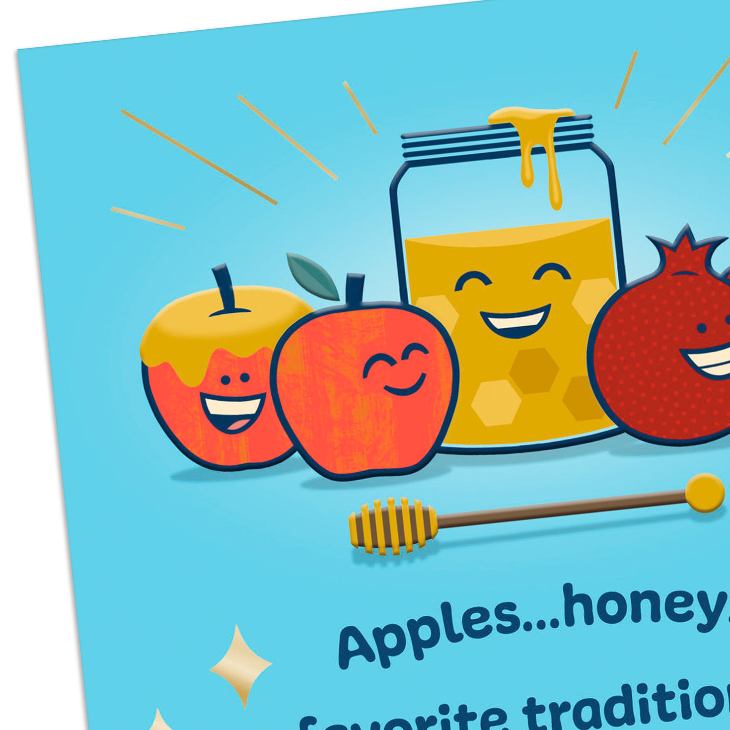 Apples, Pomegranates and Honey Rosh Hashanah Card Card Front Detail image number 4