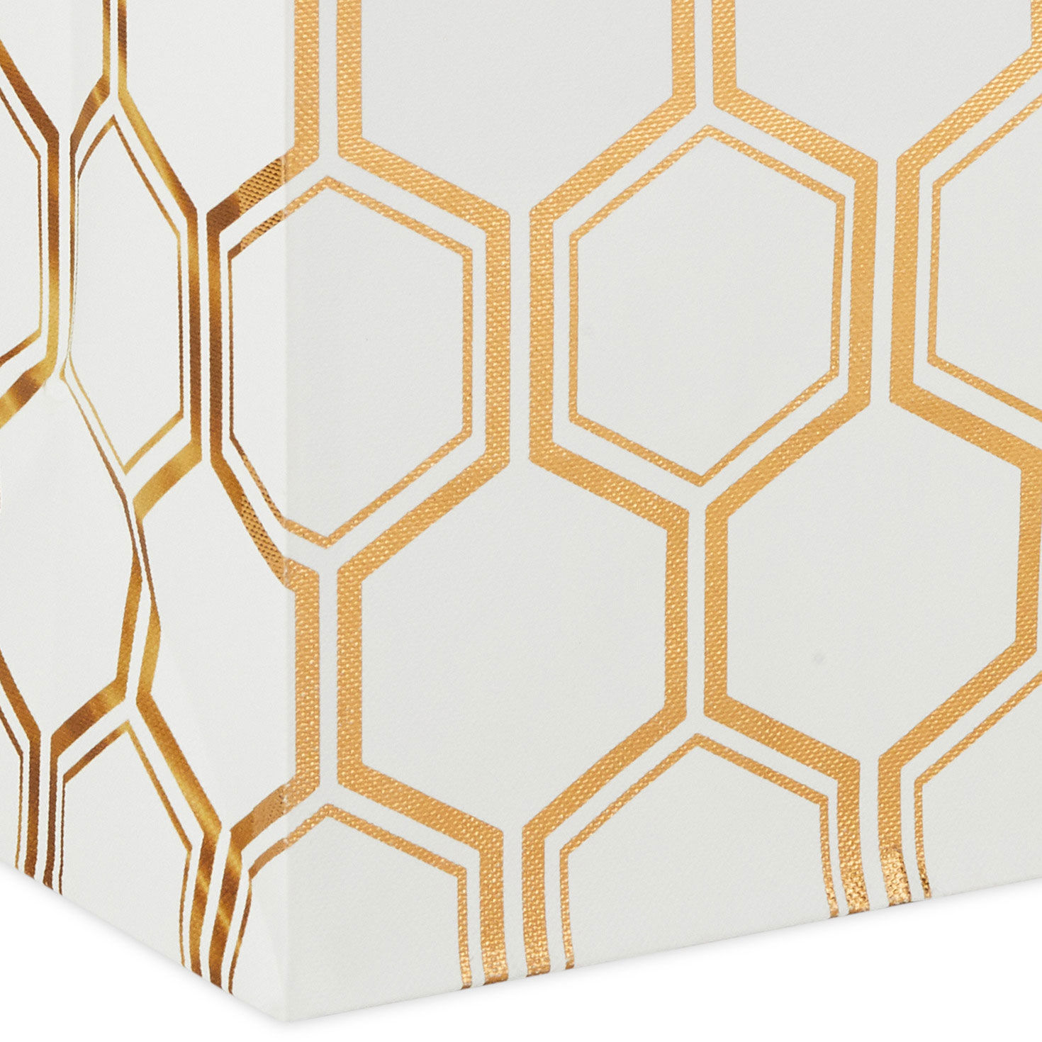 Gold Foil Honeycomb on White Medium Gift Bag Base/Side Detail image number 5