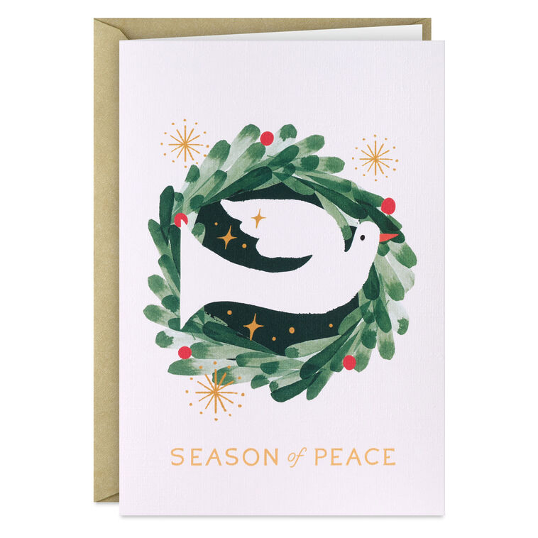 Dove in Pine Wreath Boxed Christmas Cards Card Front with envelope image number 2