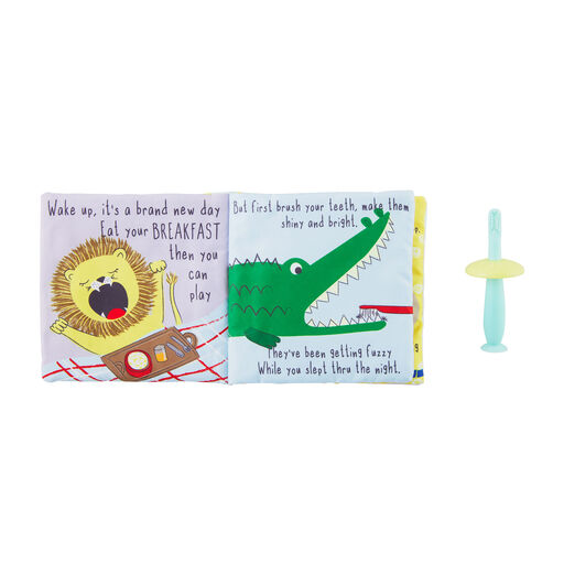 Mud Pie Brushing Teeth Cloth Book and Toothbrush Set, 