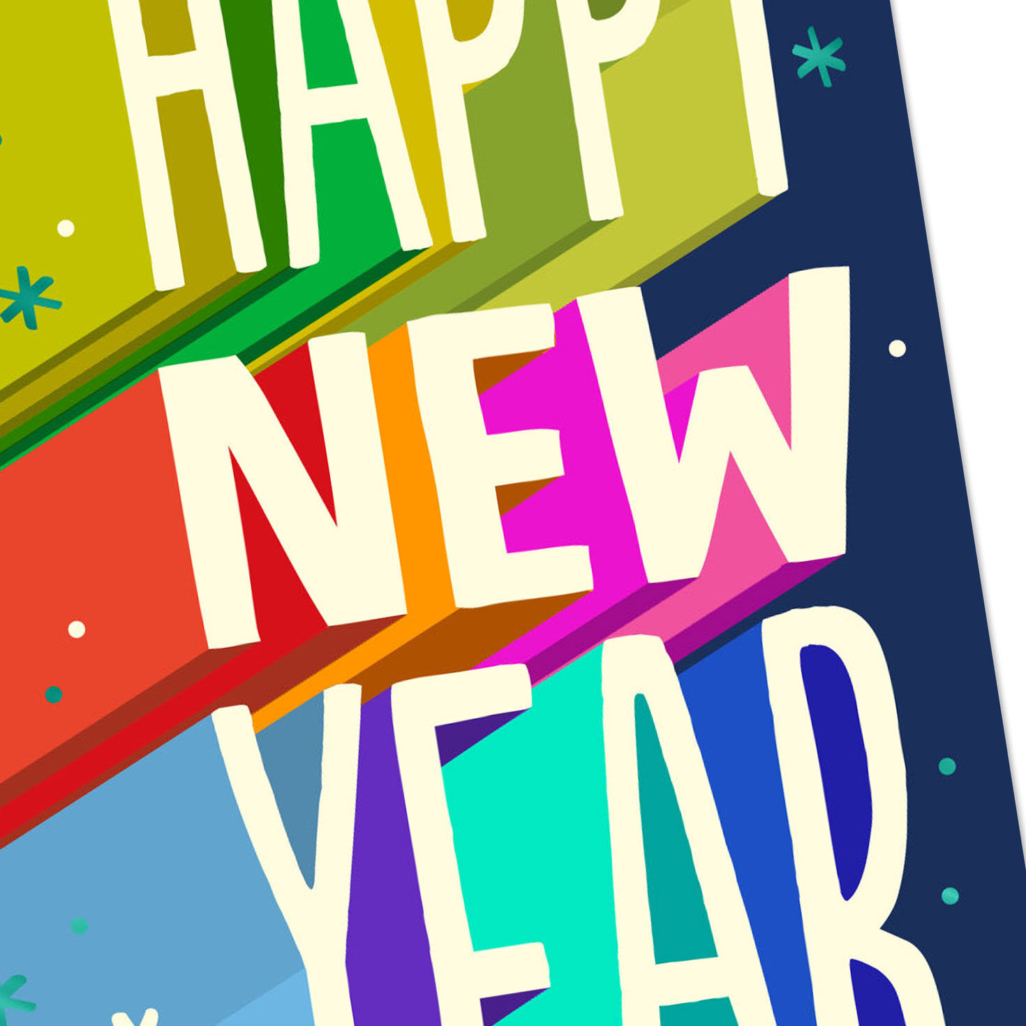 Elongated Shadow Lettering New Year Card Pack Cover Detail image number 4