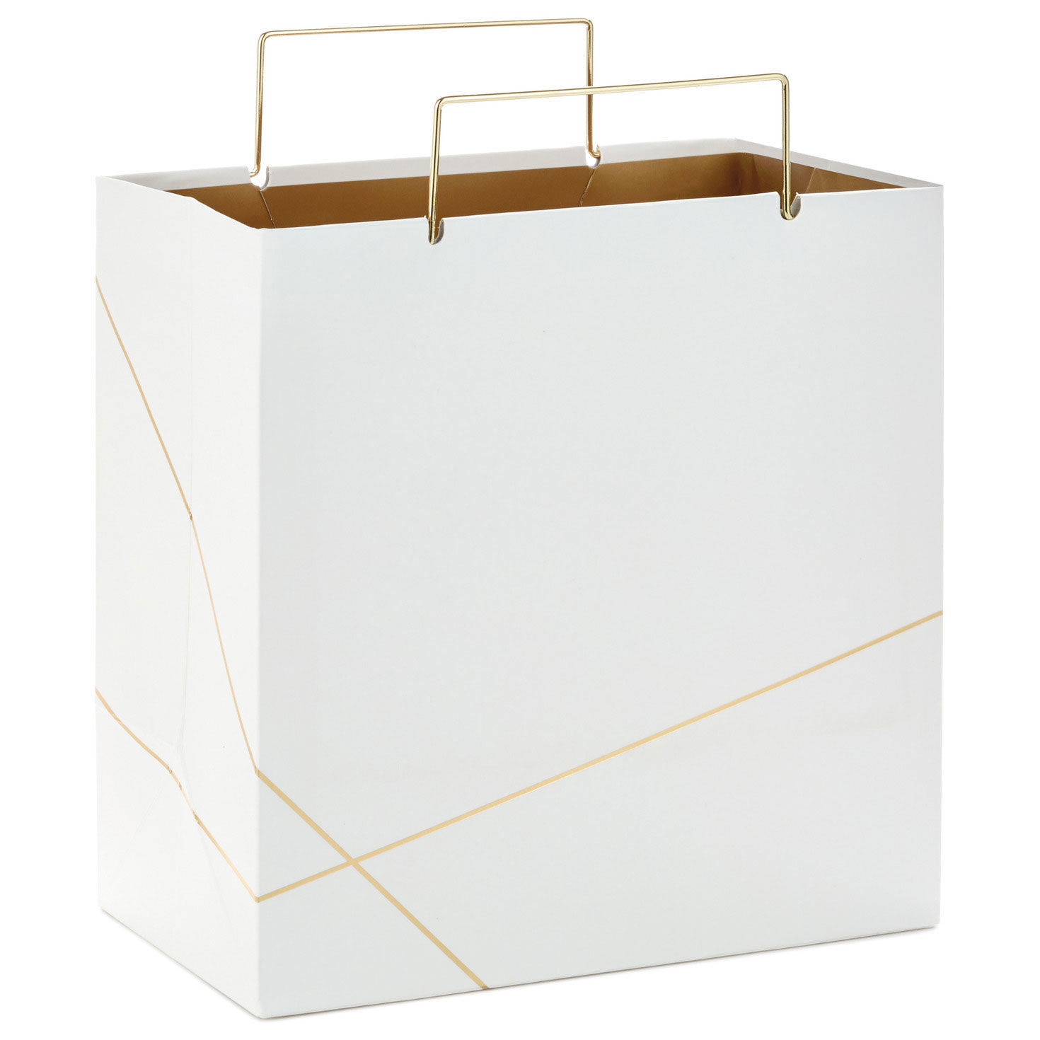 White With Gold Medium Square Gift Bag, 7.7", , large image number 3
