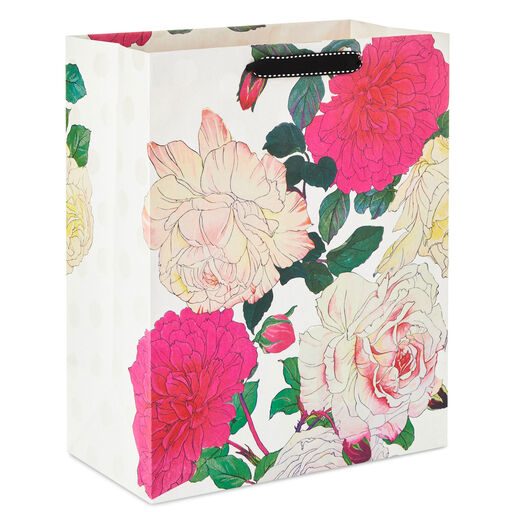 13" Illustrated Roses Large Gift Bag, 