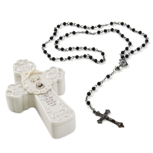 First Communion Gifts Hallmark Precious Moments First Communion Boy Cross Box With Black Rosary