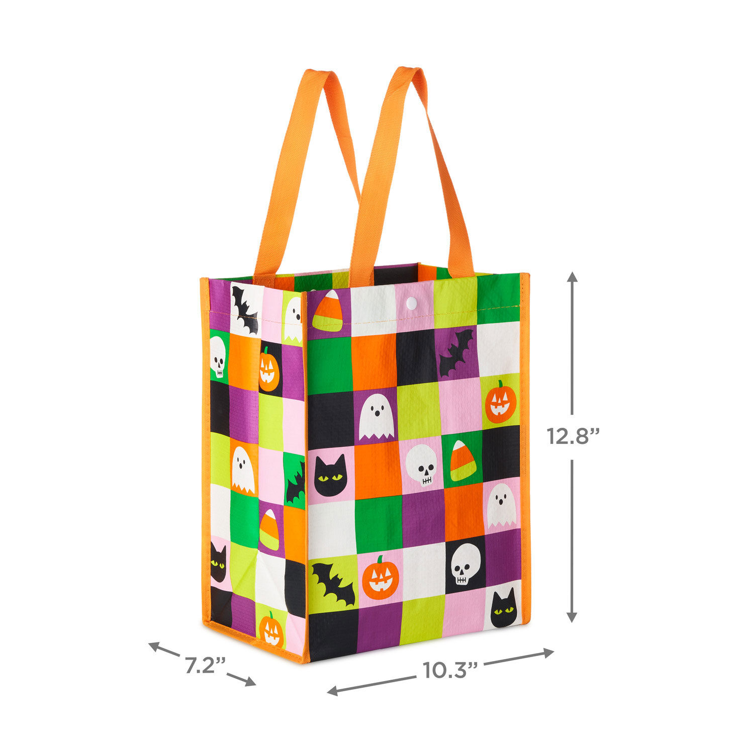 Orange, Green, Purple and Black Halloween Tote Bag measurement image number 3
