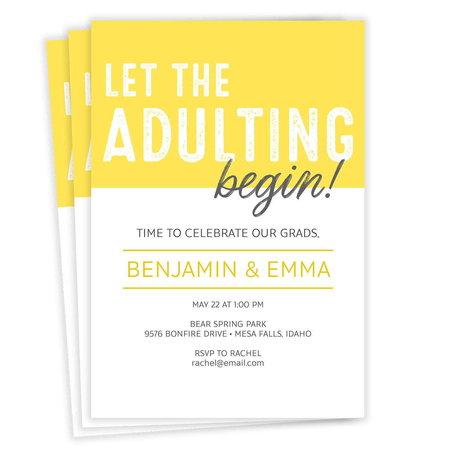 Let the Adulting Begin Flat Graduation Party Invitation