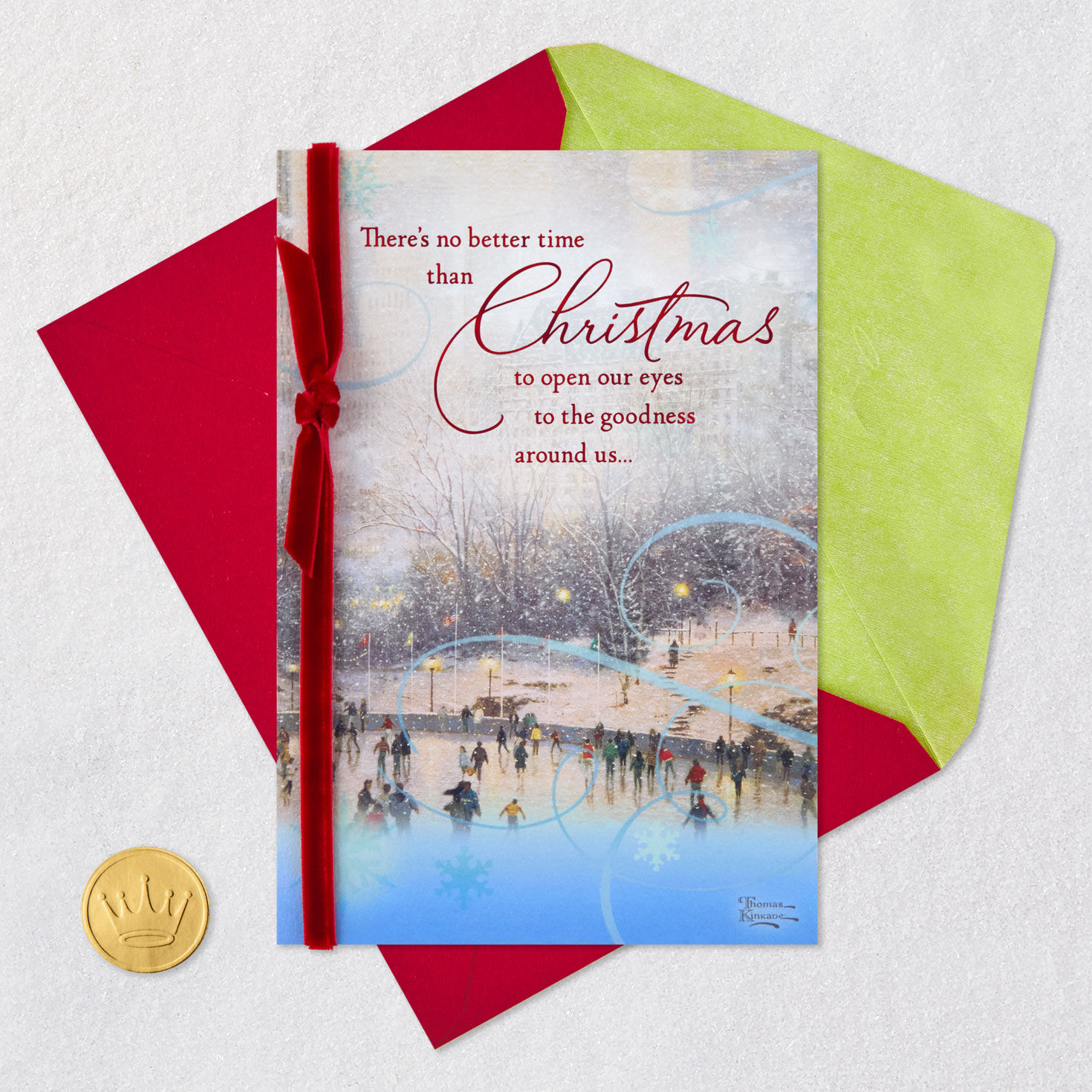 Thomas Kinkade Skating in the Park Card Card with envelope and Seal image number 6