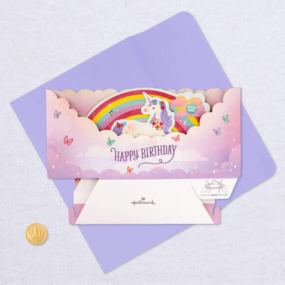 Unicorn Rainbow Musical 3D Pop-Up Birthday Card With Light, , large image number 5