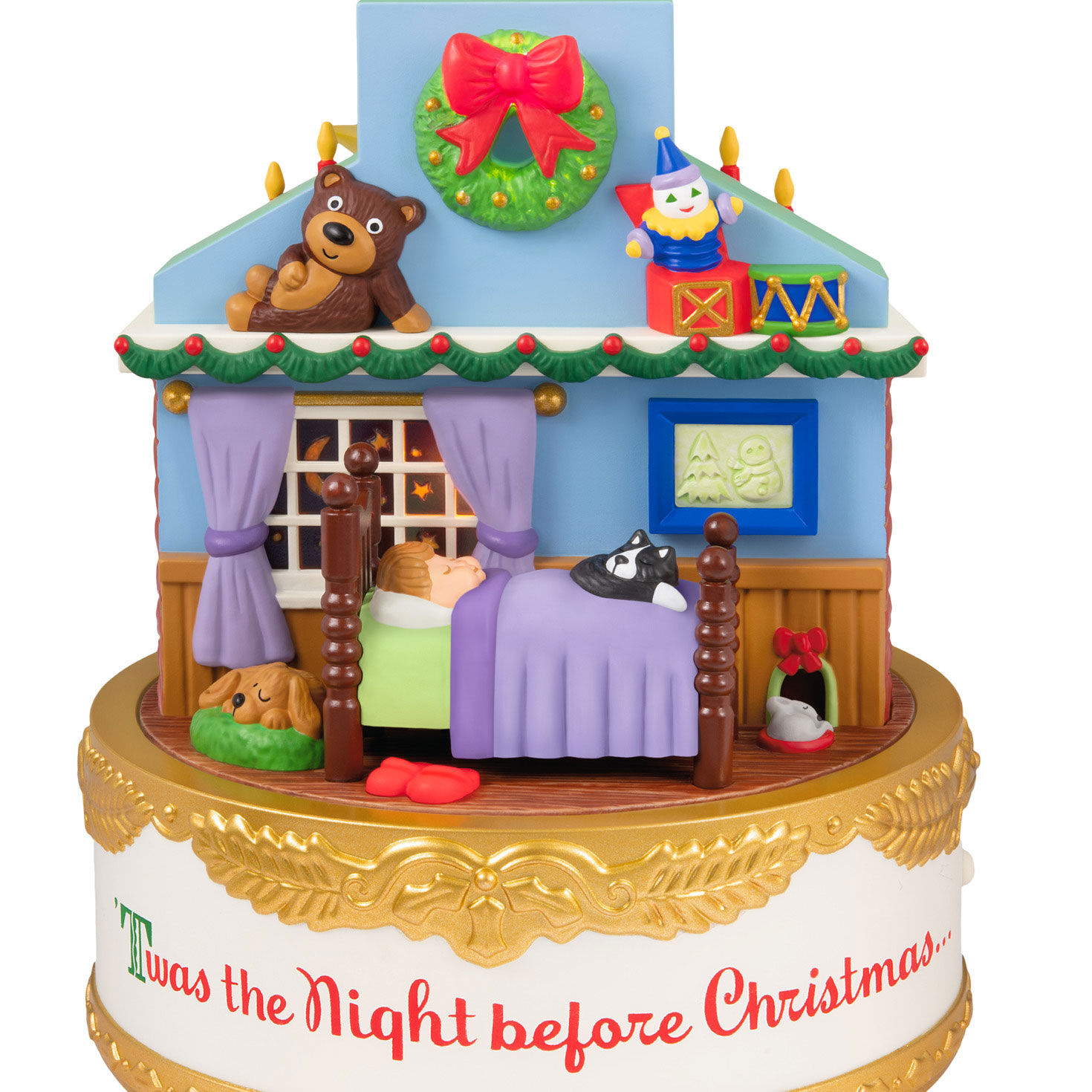 Santa at Chimney and Bedroom Keepsake Ornament upclose view image number 6