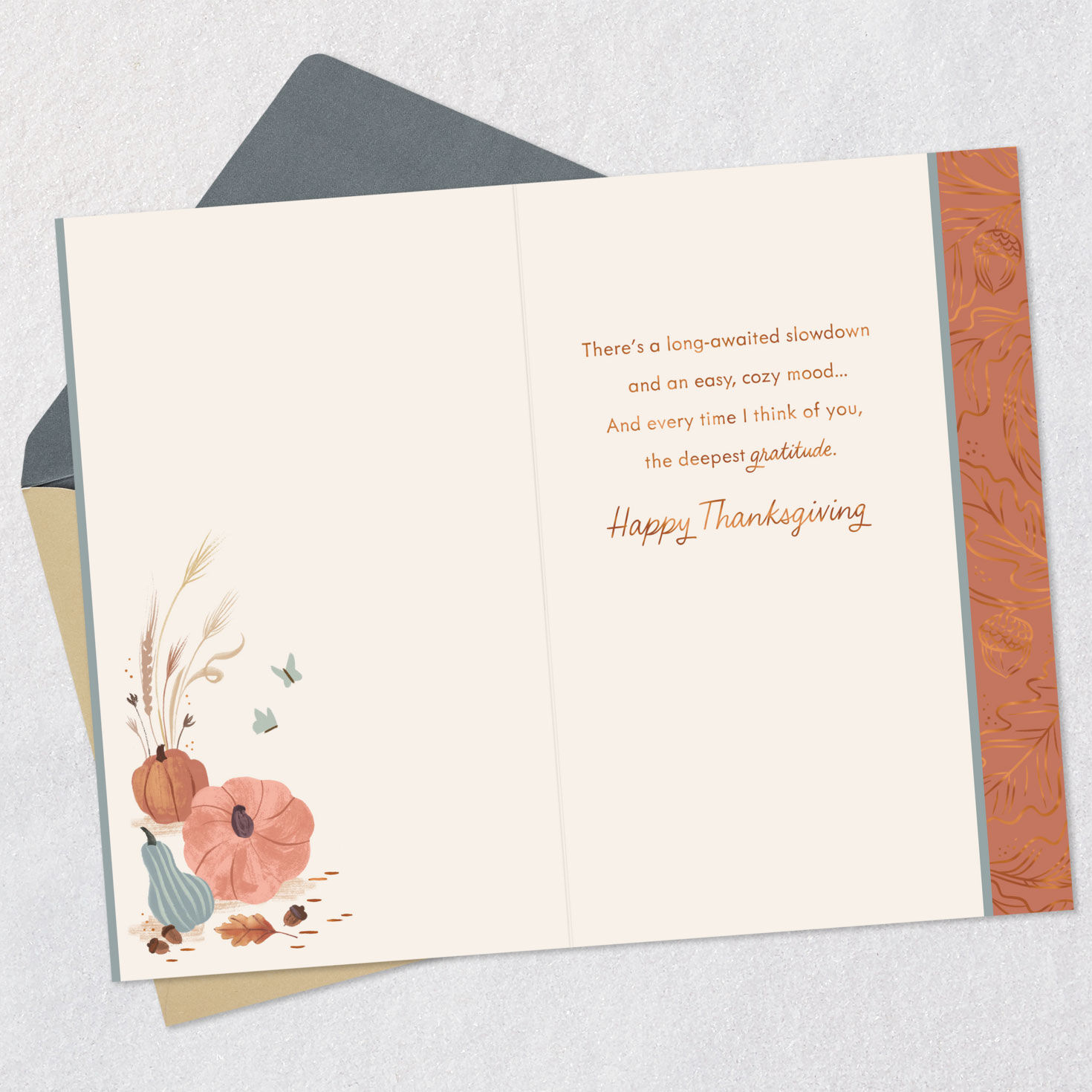 Turkey Illustration Thanksgiving Card Open card with envelope image number 3