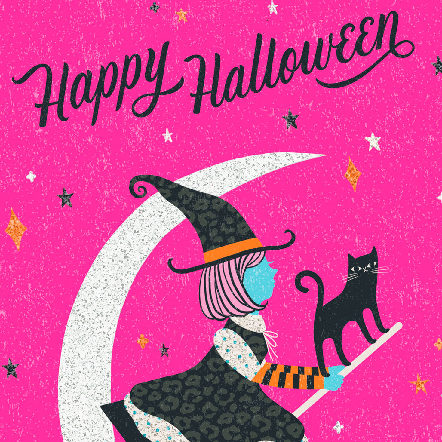 Wicked Fun Witch and Black Cat Halloween Card Greeting Cards