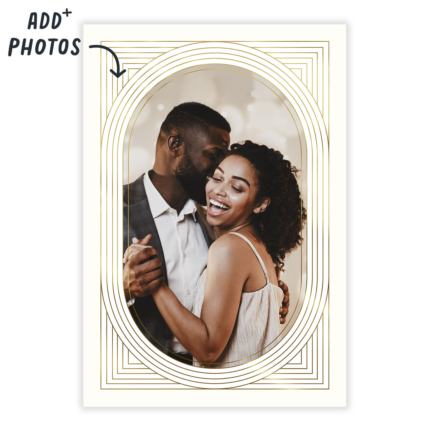 Art Deco Gold Oval Frame Folded Photo Card  image number 2