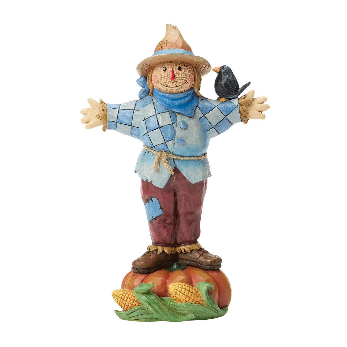 Jim Shore Heartwood Creek Scarecrow on Pumpkin Figurine, 6"