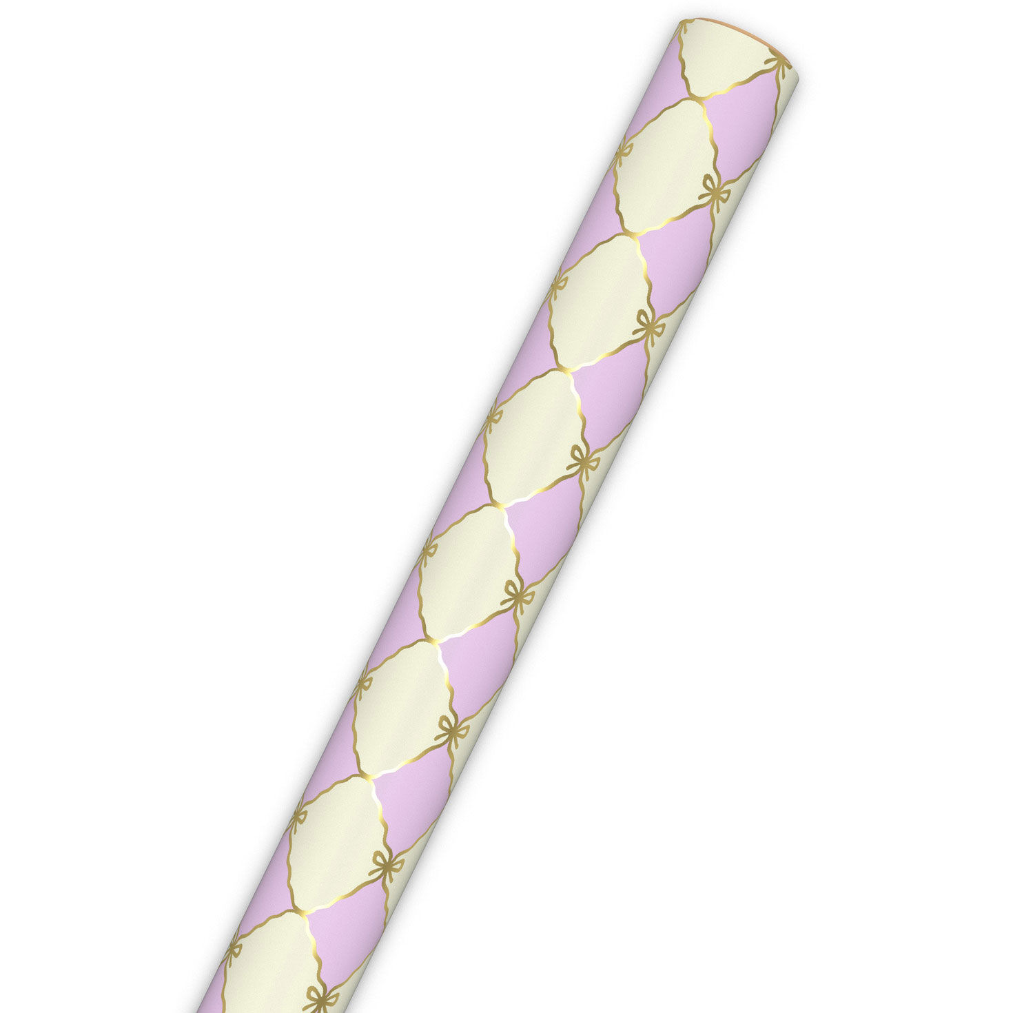 Gold Bow Lattice on Pink and Cream Gift Wrap Roll  image number 6