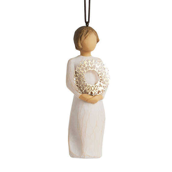 Willow Tree Girl With Wreath of Hearts 2024 Ornament, 4"