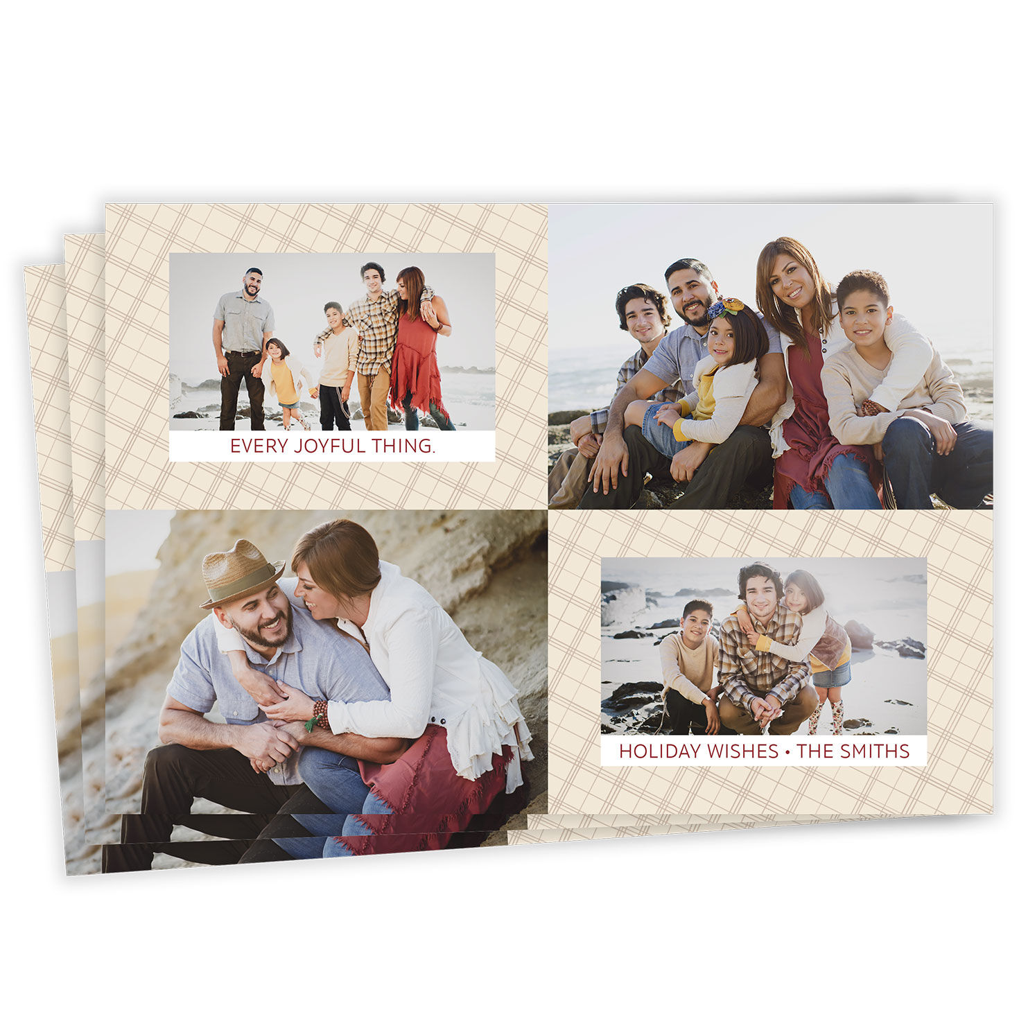 Cream Plaid Flat Photo Card