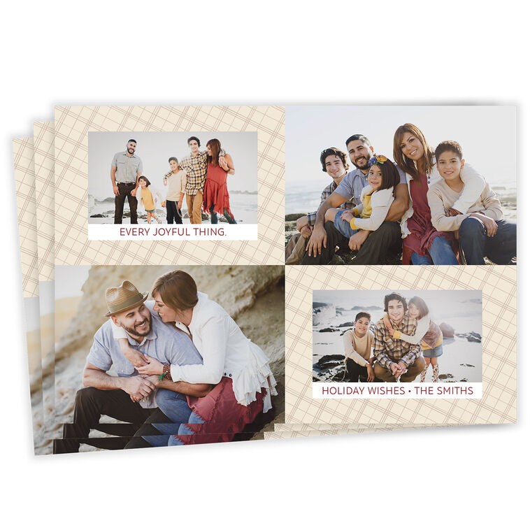 Cream Plaid Flat Photo Card