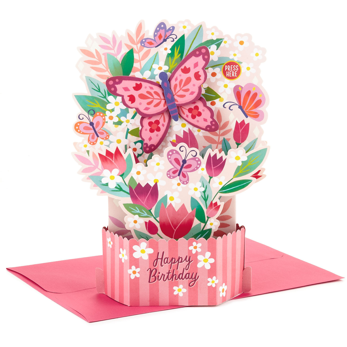 Deluxe 3D Pop-up Swing Greetings Card Butterfly Ladies Girls Mums Birthday Party 