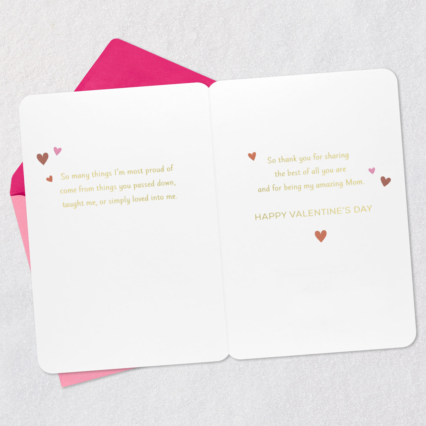 Cub and Mama Bear Hug Mom Valentine's Day Card Open card with envelope image number 4