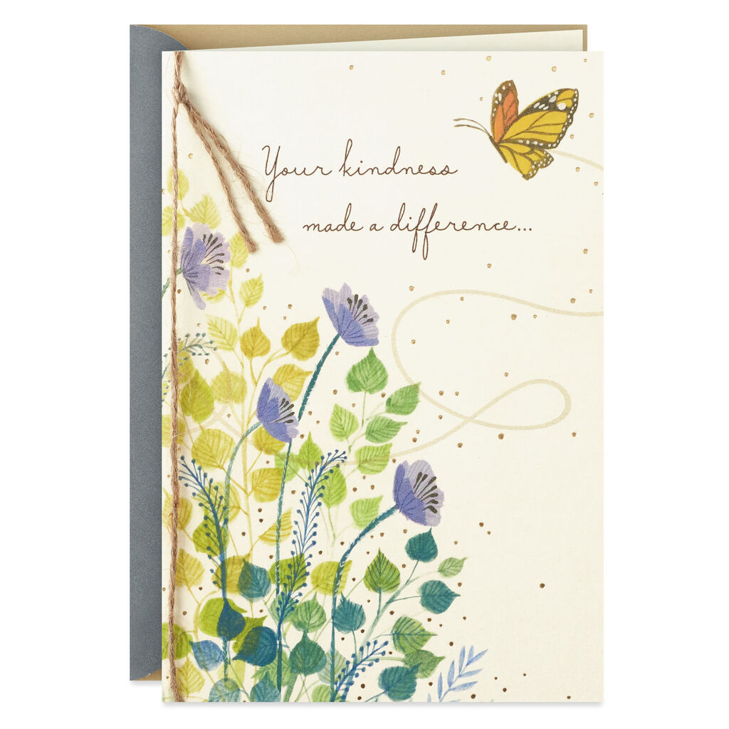 Blue Wildflowers And Butterfly Thank You Card