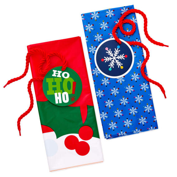 56" Snowflakes and Santa Face 2-Pack Giant Plastic Christmas Gift Bags, , large image number 7
