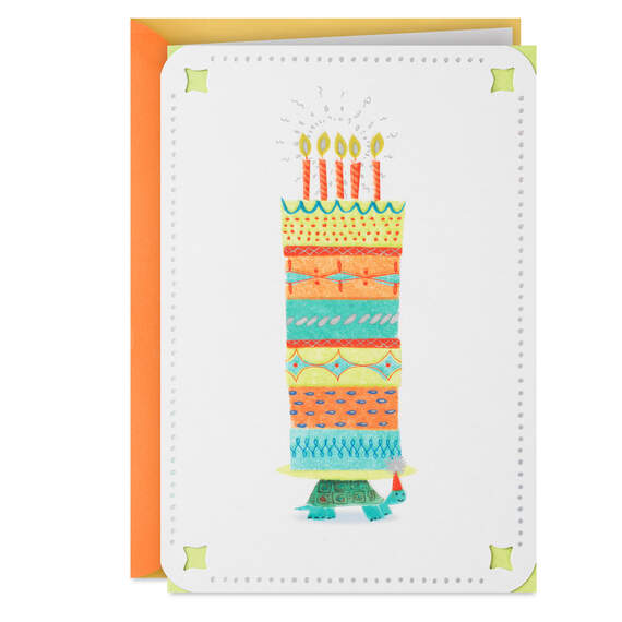 Cake-Hauling Turtle Belated Birthday Card