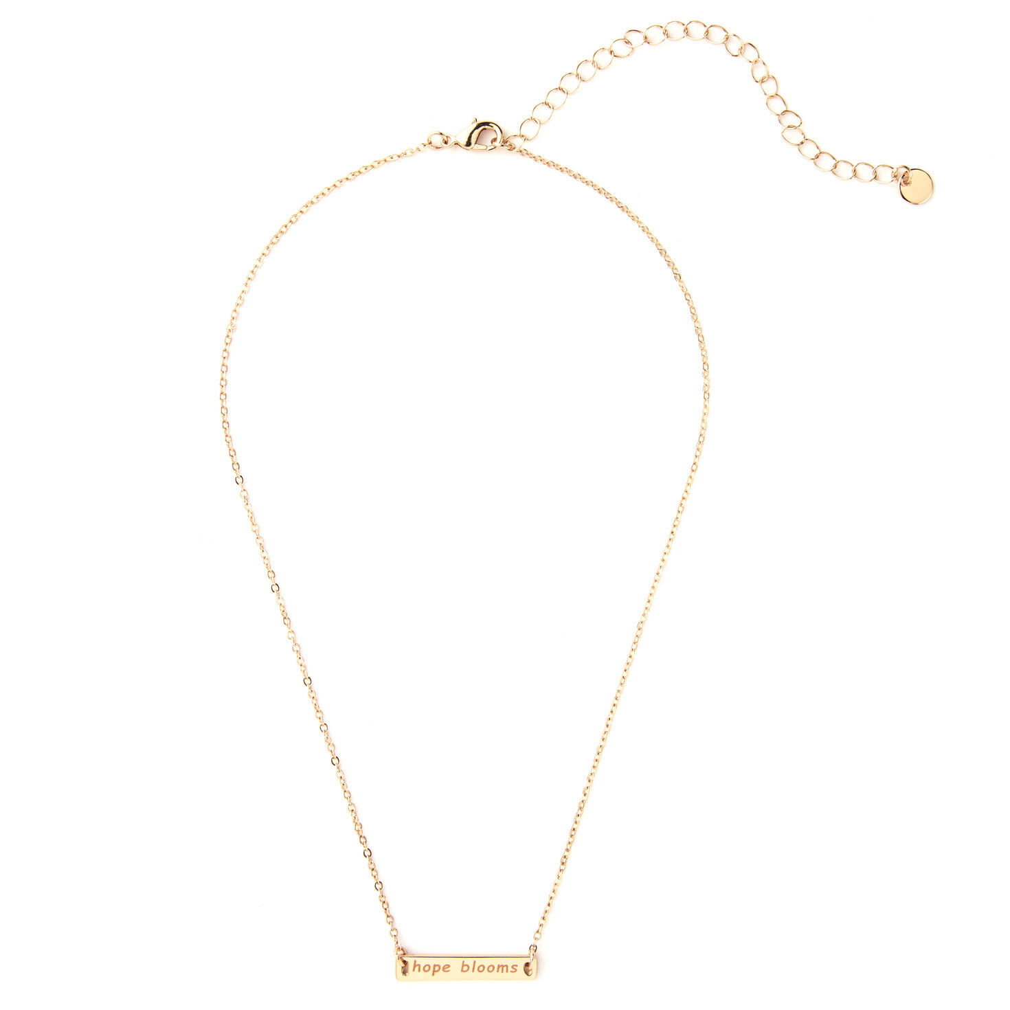 Bar Pendant With Quote on Gold Metal Chain necklace front image number 3