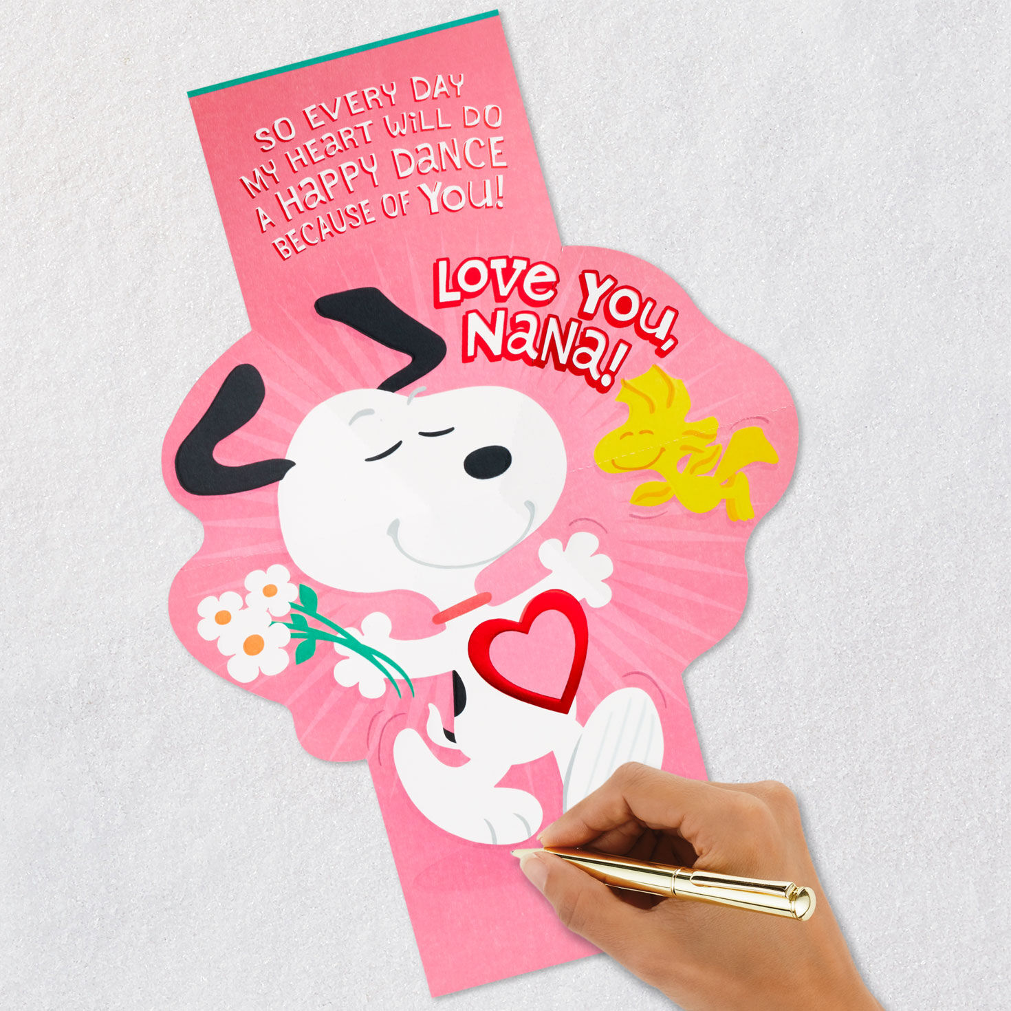 Snoopy with Flowers Mother's Day Card for Nana signing card image number 6