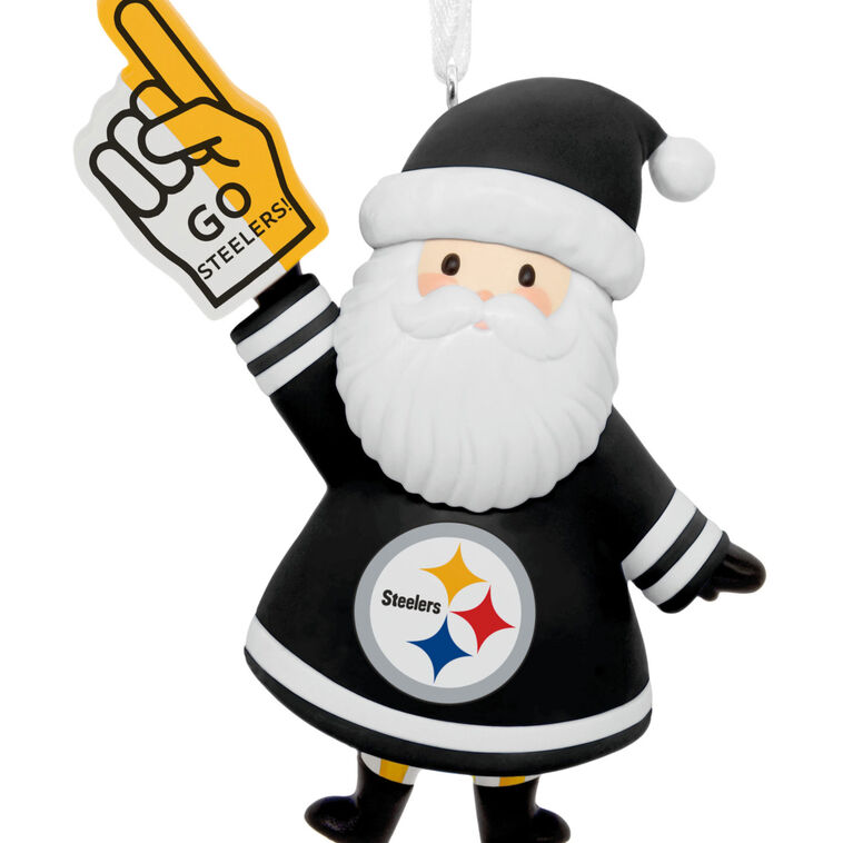 Pittsburgh Steelers Santa Fan Christmas Ornament closeup view image number 5