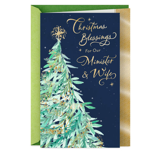 God Bless Religious Christmas Card for Minister and His Wife, 