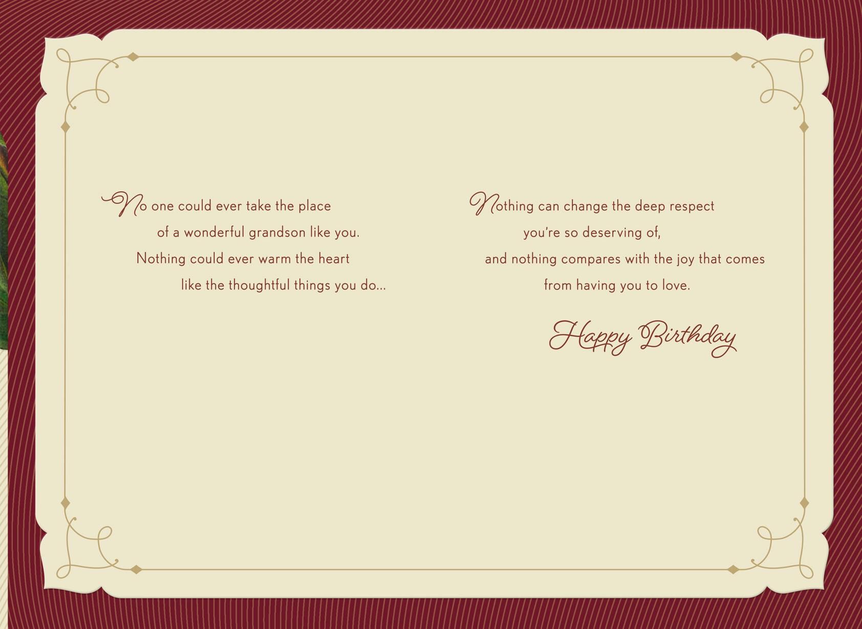 Joy and Respect Birthday Card for Grandson