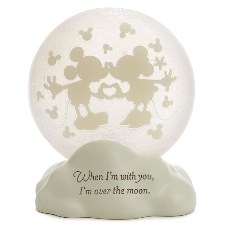 Disney Mickey Mouse and Minnie Mouse Moon Figurine With Light, , large image number 3